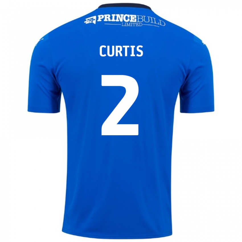 Enfant Maillot Sam Curtis #2 Bleu Blanc Tenues Domicile 2024/25 T-Shirt Belgique