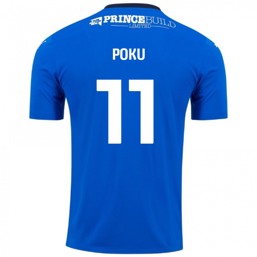 Enfant Maillot Kwame Poku #11 Bleu Blanc Tenues Domicile 2024/25 T-Shirt Belgique