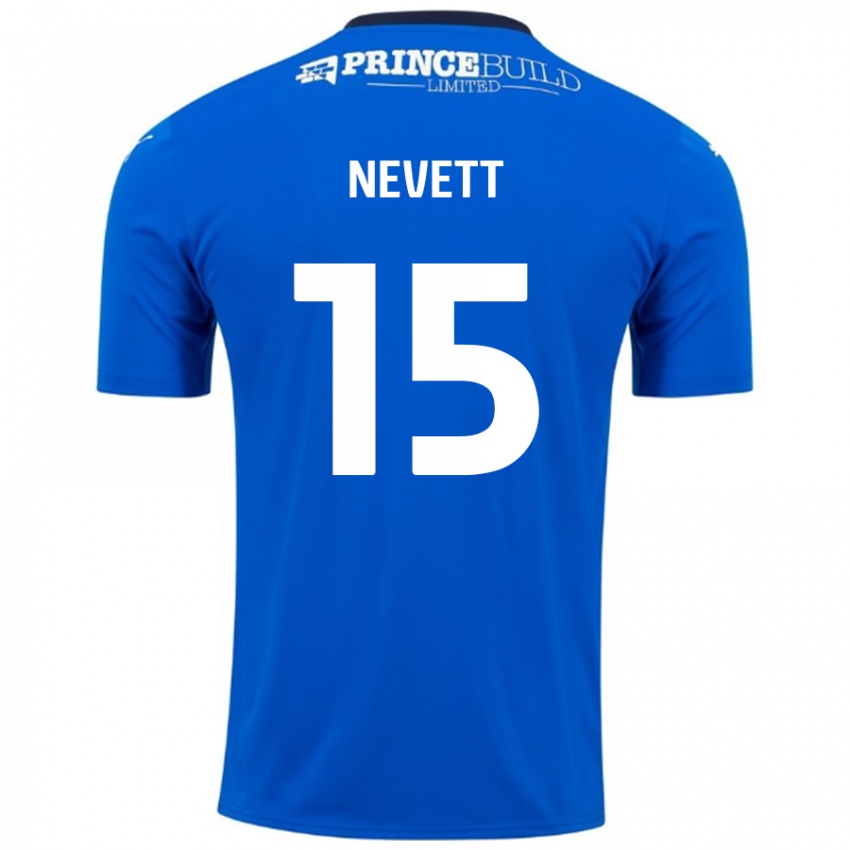 Enfant Maillot George Nevett #15 Bleu Blanc Tenues Domicile 2024/25 T-Shirt Belgique