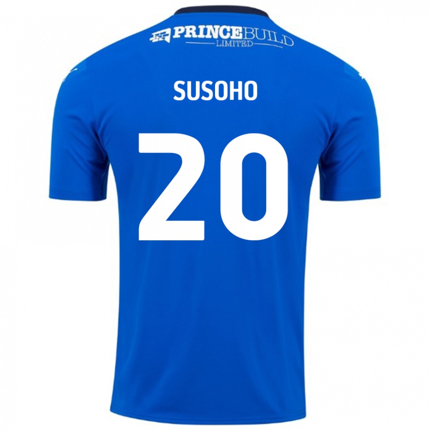 Enfant Maillot Mahamadou Susoho #20 Bleu Blanc Tenues Domicile 2024/25 T-Shirt Belgique