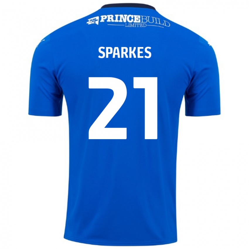 Enfant Maillot Jack Sparkes #21 Bleu Blanc Tenues Domicile 2024/25 T-Shirt Belgique