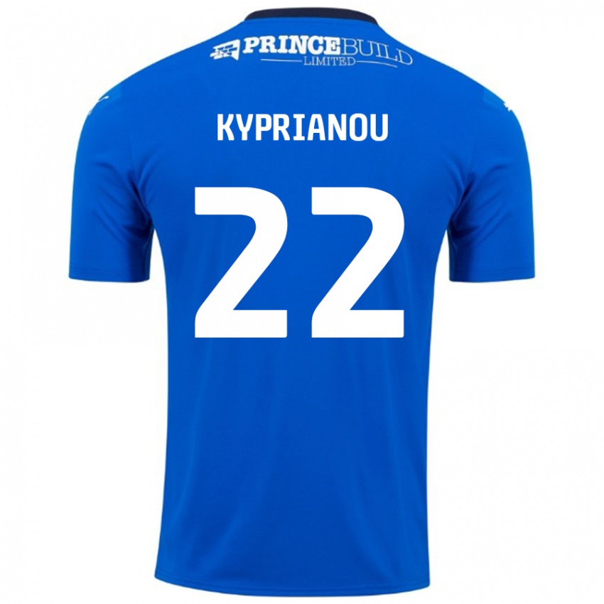 Enfant Maillot Hector Kyprianou #22 Bleu Blanc Tenues Domicile 2024/25 T-Shirt Belgique