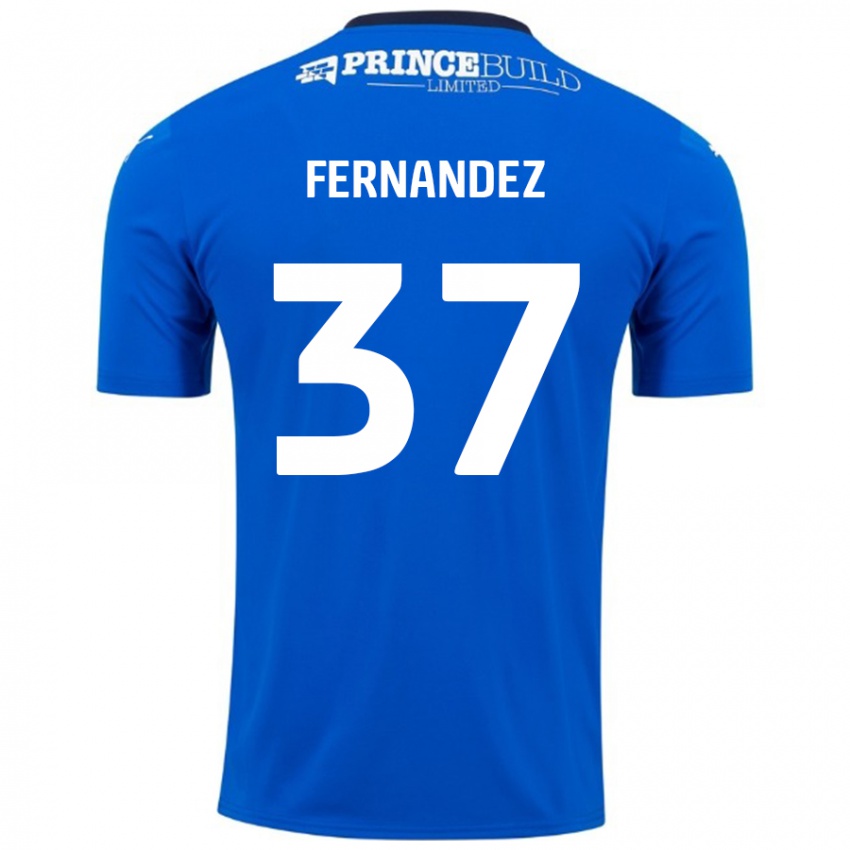 Enfant Maillot Emmanuel Fernandez #37 Bleu Blanc Tenues Domicile 2024/25 T-Shirt Belgique