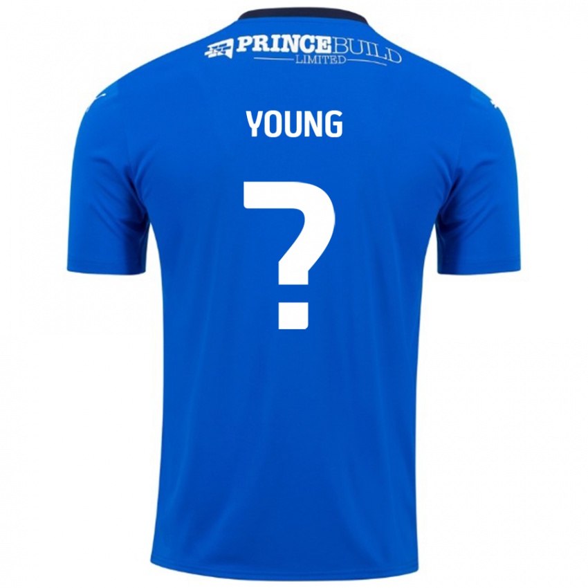 Enfant Maillot Tyler Young #0 Bleu Blanc Tenues Domicile 2024/25 T-Shirt Belgique