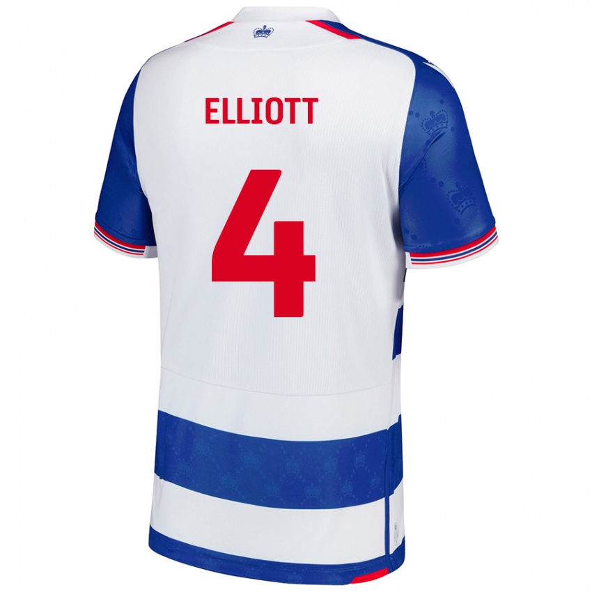 Enfant Maillot Ben Elliott #4 Bleu Blanc Tenues Domicile 2024/25 T-Shirt Belgique