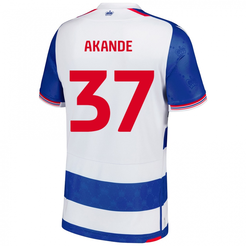 Enfant Maillot Adrian Akande #37 Bleu Blanc Tenues Domicile 2024/25 T-Shirt Belgique