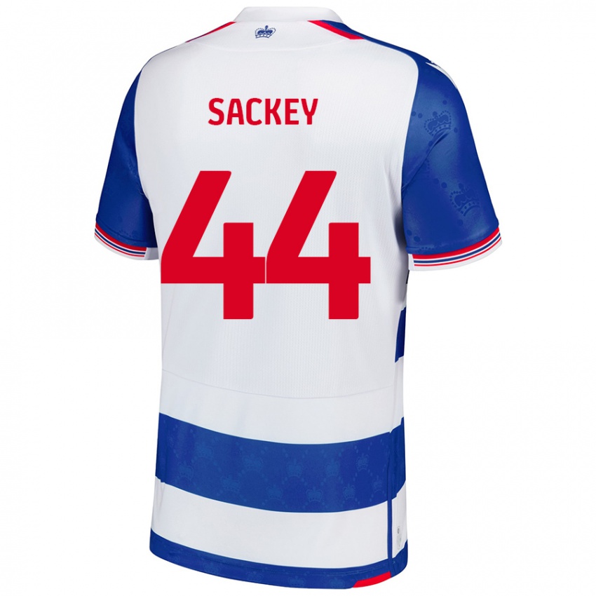 Enfant Maillot Tyler Sackey #44 Bleu Blanc Tenues Domicile 2024/25 T-Shirt Belgique