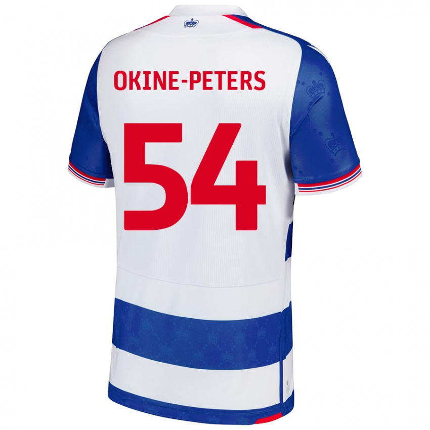 Enfant Maillot Jeremiah Okine-Peters #54 Bleu Blanc Tenues Domicile 2024/25 T-Shirt Belgique