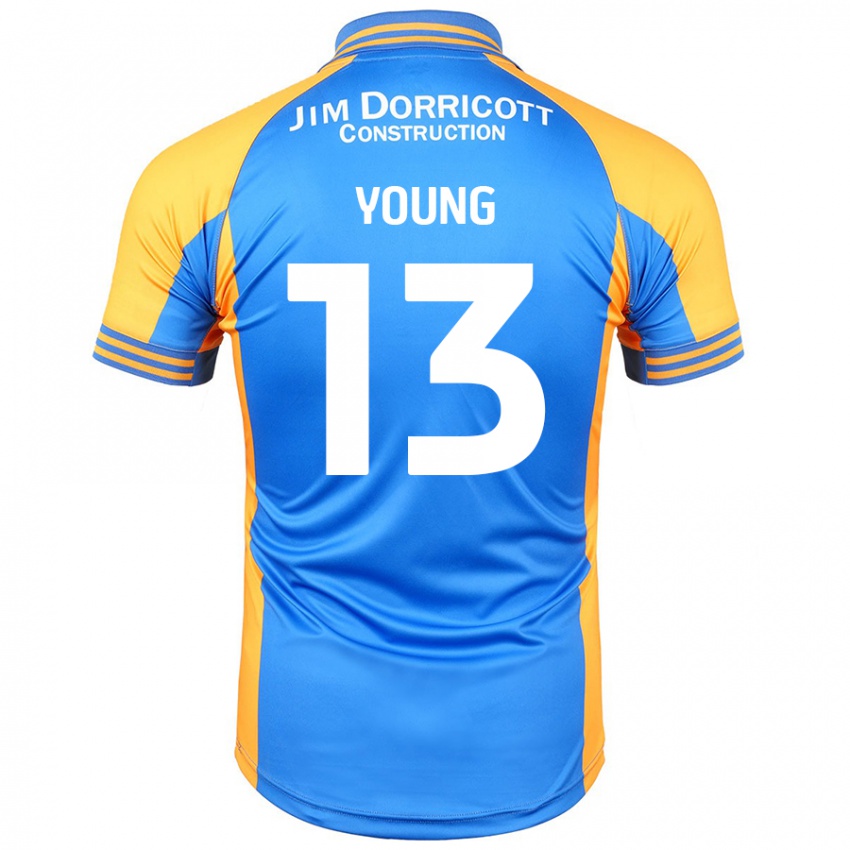 Enfant Maillot Joe Young #13 Bleu Ambre Tenues Domicile 2024/25 T-Shirt Belgique