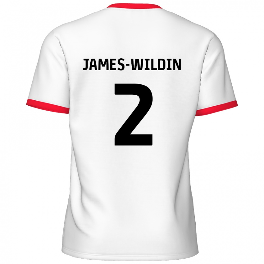 Enfant Maillot Luther James-Wildin #2 Blanc Rouge Tenues Domicile 2024/25 T-Shirt Belgique