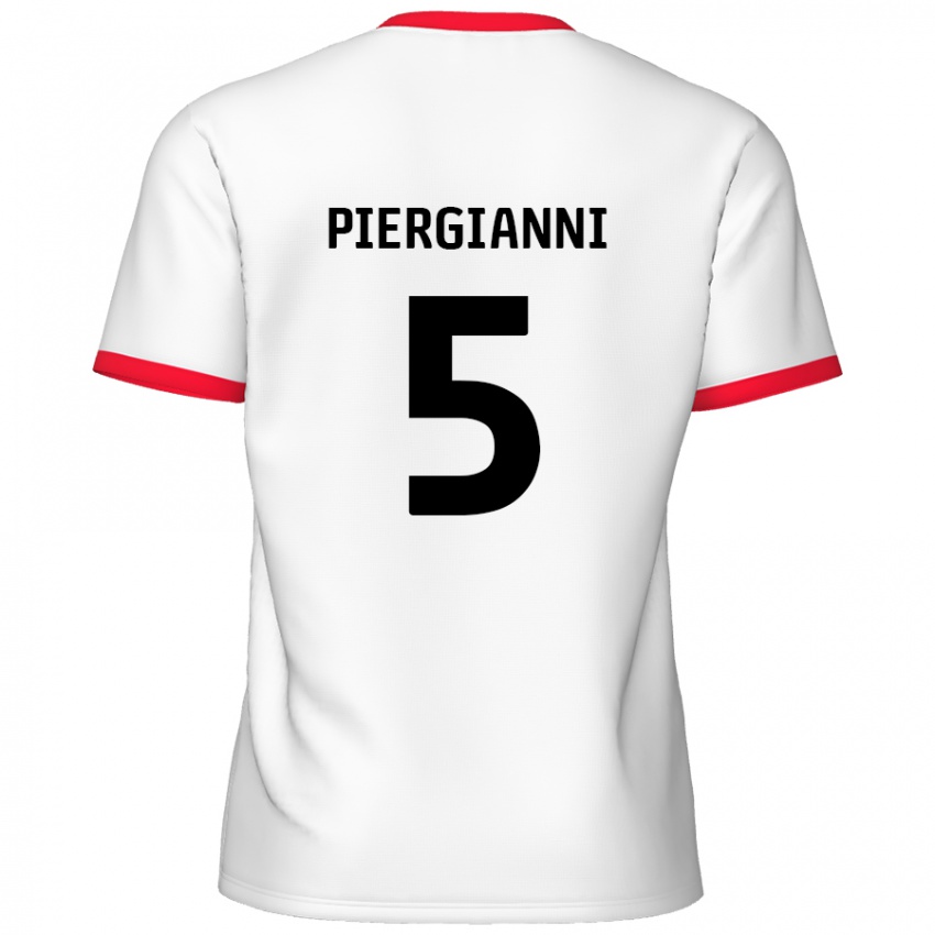 Enfant Maillot Carl Piergianni #5 Blanc Rouge Tenues Domicile 2024/25 T-Shirt Belgique