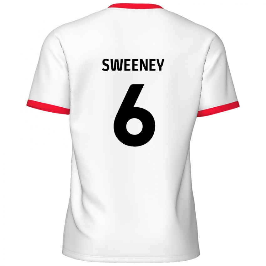 Enfant Maillot Dan Sweeney #6 Blanc Rouge Tenues Domicile 2024/25 T-Shirt Belgique