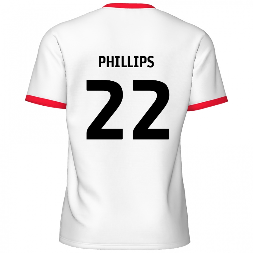 Enfant Maillot Daniel Phillips #22 Blanc Rouge Tenues Domicile 2024/25 T-Shirt Belgique