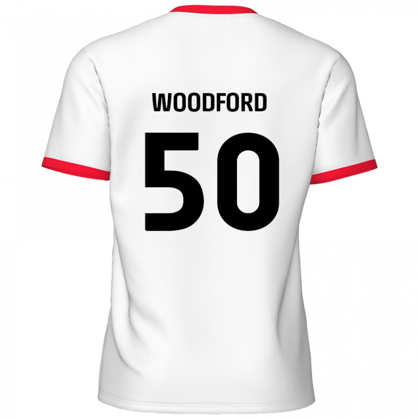 Enfant Maillot Max Woodford #50 Blanc Rouge Tenues Domicile 2024/25 T-Shirt Belgique