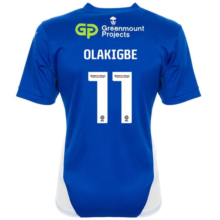 Enfant Maillot Michael Olakigbe #11 Bleu Blanc Tenues Domicile 2024/25 T-Shirt Belgique