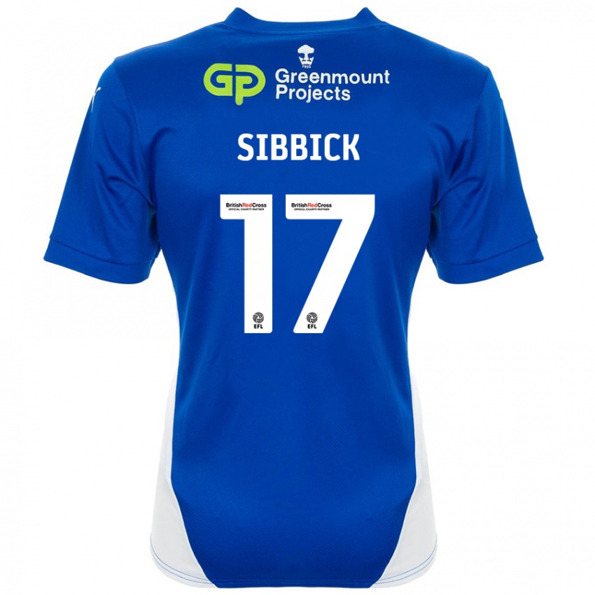 Enfant Maillot Toby Sibbick #17 Bleu Blanc Tenues Domicile 2024/25 T-Shirt Belgique