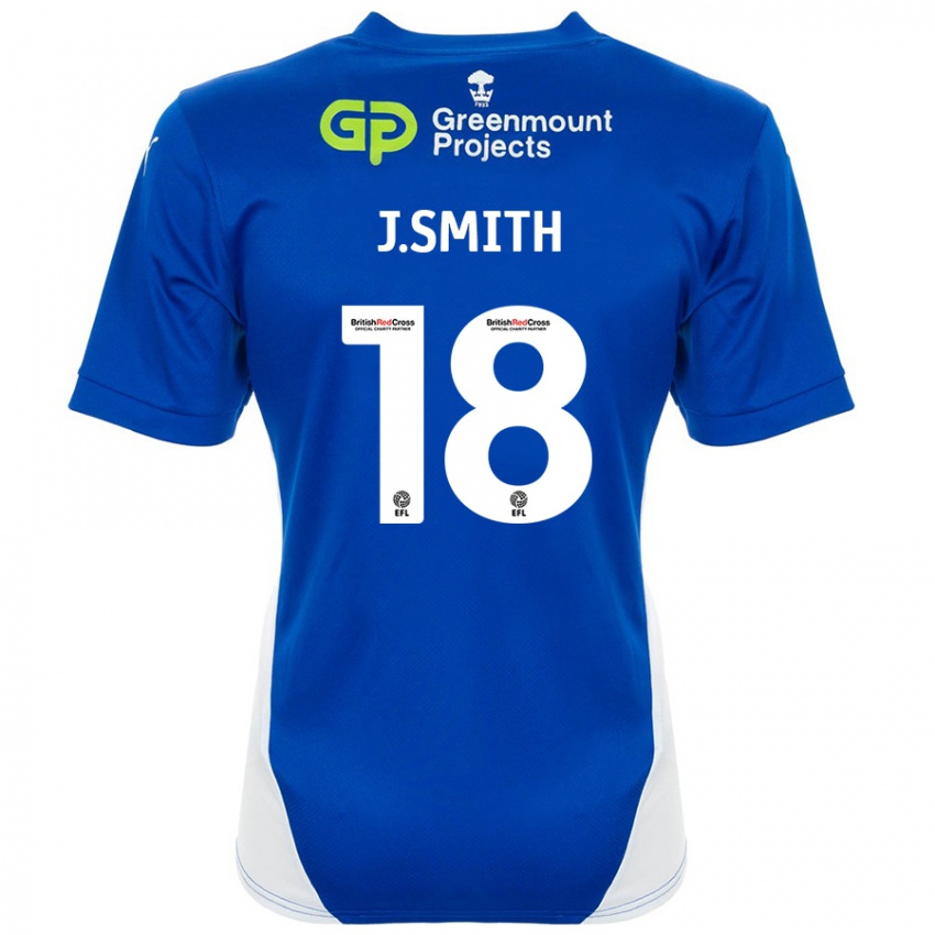 Enfant Maillot Jonny Smith #18 Bleu Blanc Tenues Domicile 2024/25 T-Shirt Belgique