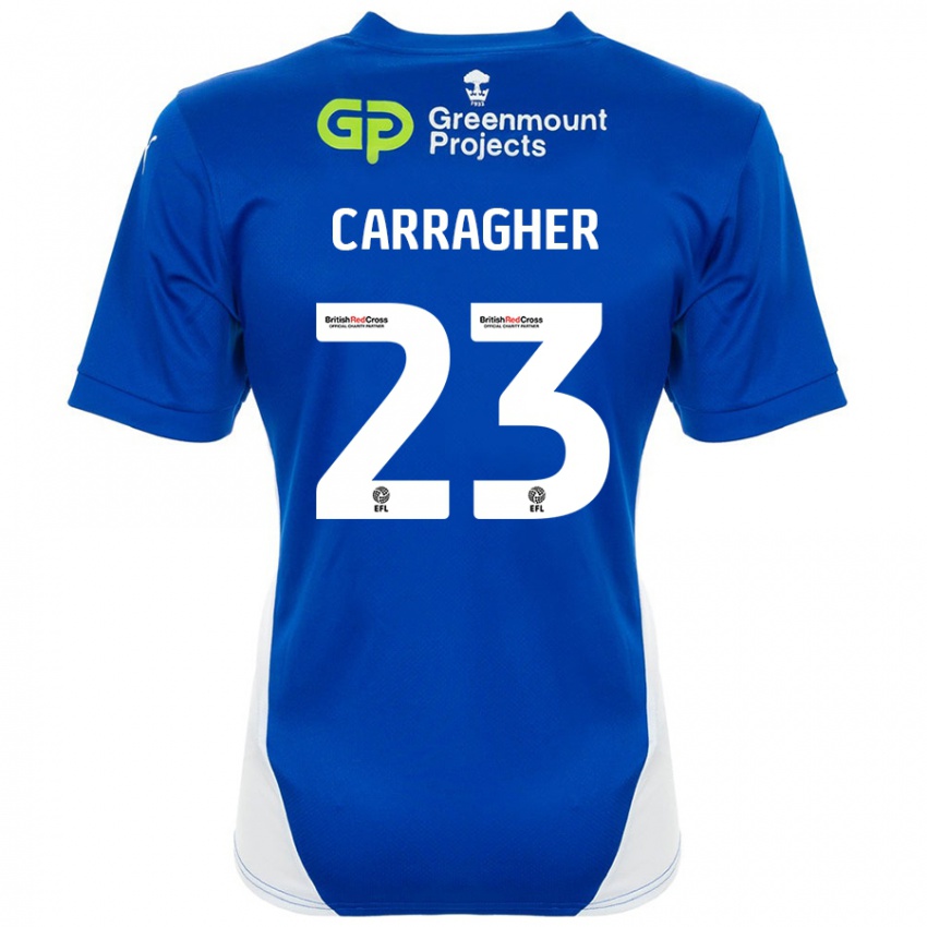 Enfant Maillot James Carragher #23 Bleu Blanc Tenues Domicile 2024/25 T-Shirt Belgique