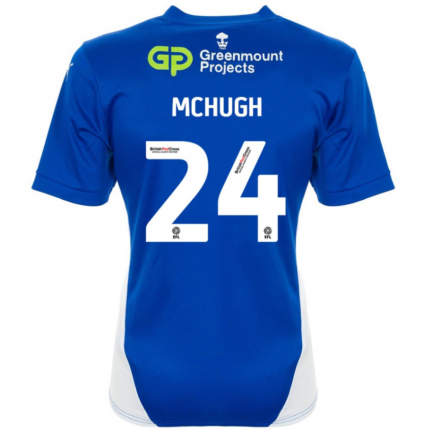 Enfant Maillot Harry Mchugh #24 Bleu Blanc Tenues Domicile 2024/25 T-Shirt Belgique