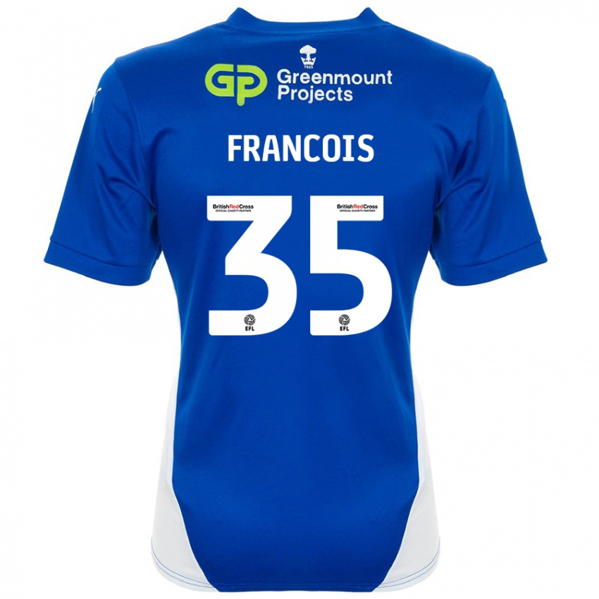 Enfant Maillot Tyrese Francois #35 Bleu Blanc Tenues Domicile 2024/25 T-Shirt Belgique