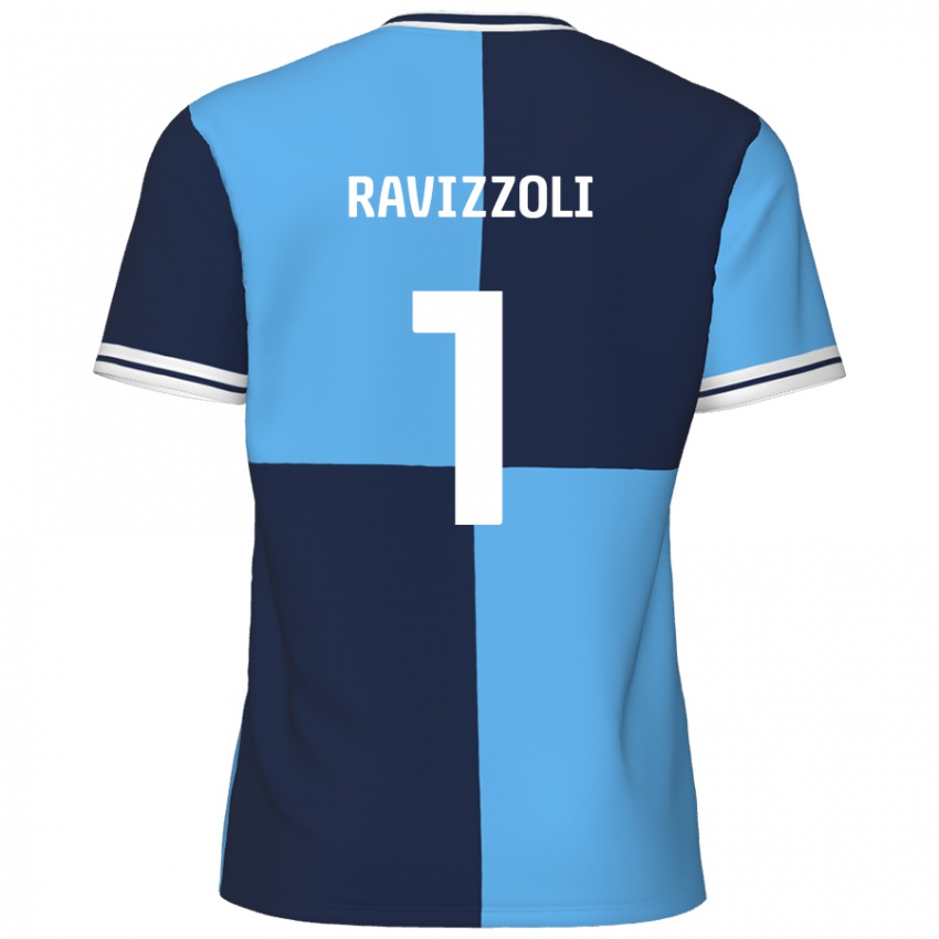 Enfant Maillot Franco Ravizzoli #1 Bleu Ciel Bleu Foncé Tenues Domicile 2024/25 T-Shirt Belgique