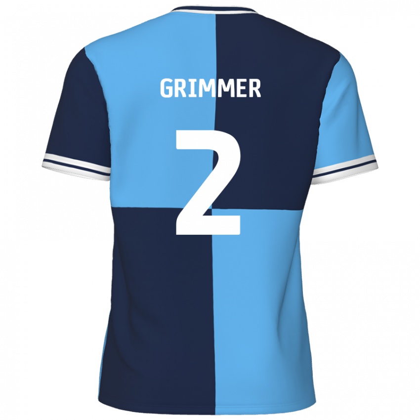 Enfant Maillot Jack Grimmer #2 Bleu Ciel Bleu Foncé Tenues Domicile 2024/25 T-Shirt Belgique