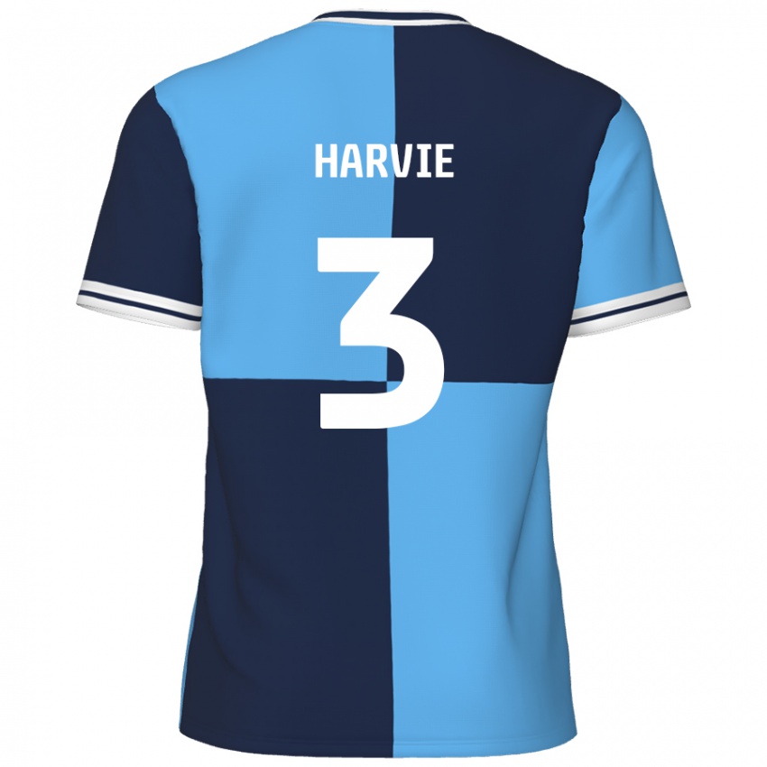 Enfant Maillot Daniel Harvie #3 Bleu Ciel Bleu Foncé Tenues Domicile 2024/25 T-Shirt Belgique