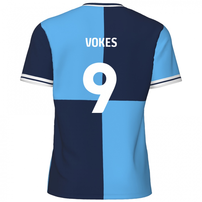 Enfant Maillot Sam Vokes #9 Bleu Ciel Bleu Foncé Tenues Domicile 2024/25 T-Shirt Belgique