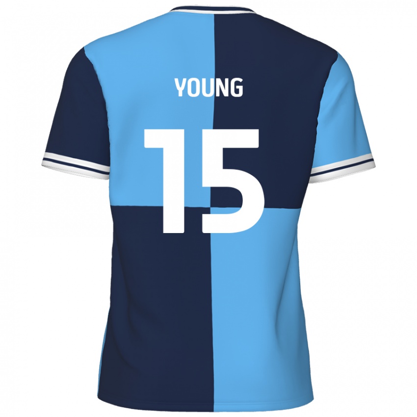 Enfant Maillot Jack Young #15 Bleu Ciel Bleu Foncé Tenues Domicile 2024/25 T-Shirt Belgique