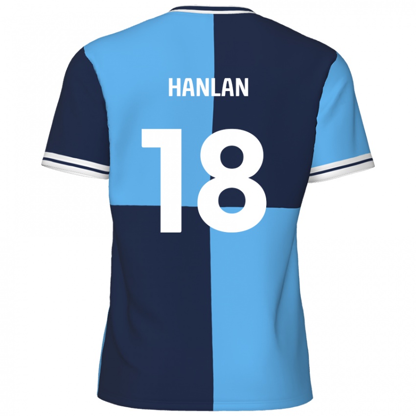 Enfant Maillot Brandon Hanlan #18 Bleu Ciel Bleu Foncé Tenues Domicile 2024/25 T-Shirt Belgique