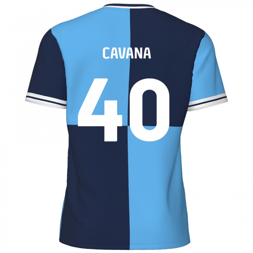 Enfant Maillot Max Cavana #40 Bleu Ciel Bleu Foncé Tenues Domicile 2024/25 T-Shirt Belgique