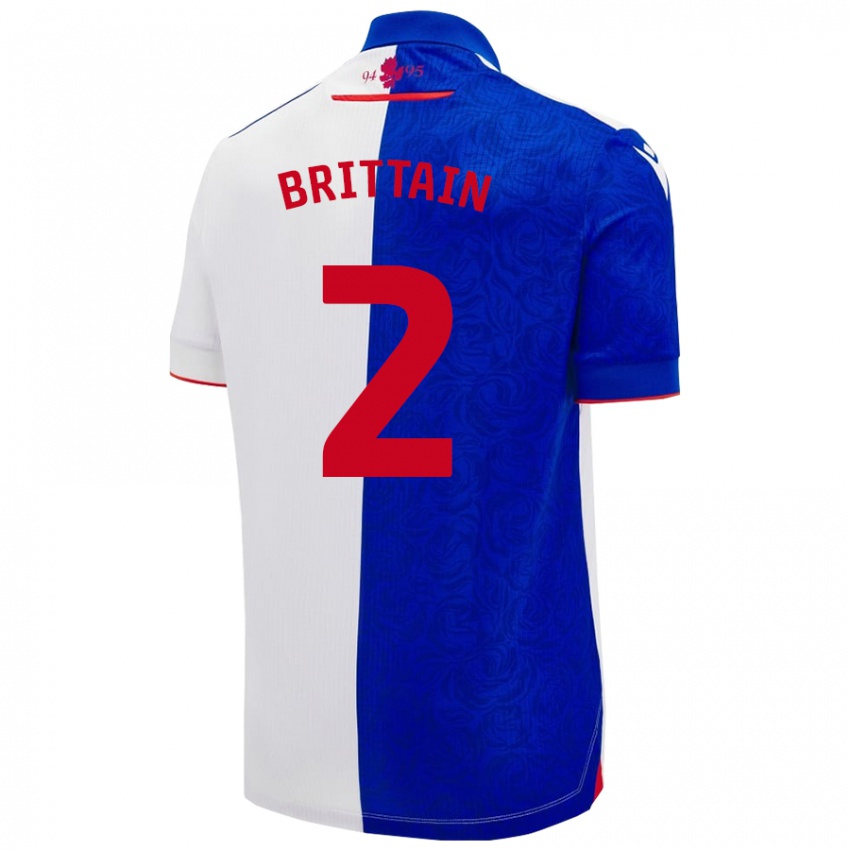 Kinderen Callum Brittain #2 Hemelsblauw Wit Thuisshirt Thuistenue 2024/25 T-Shirt België