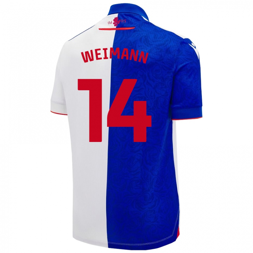 Kinderen Andreas Weimann #14 Hemelsblauw Wit Thuisshirt Thuistenue 2024/25 T-Shirt België