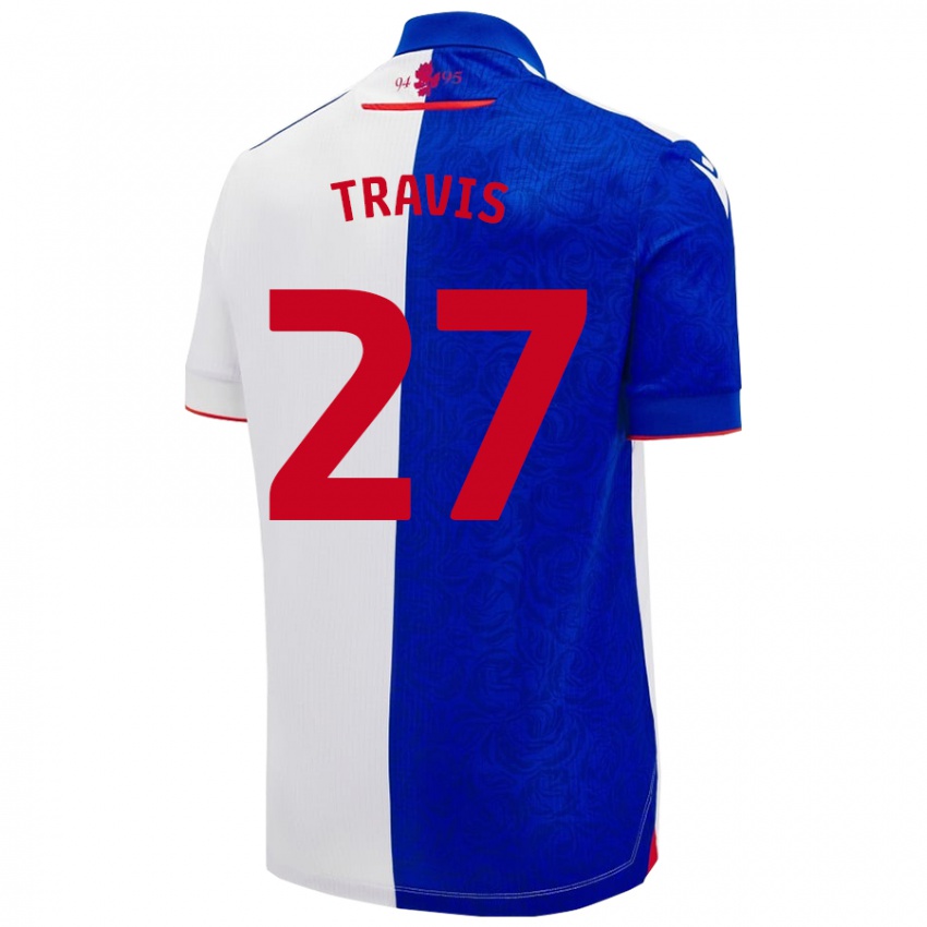 Kinderen Lewis Travis #27 Hemelsblauw Wit Thuisshirt Thuistenue 2024/25 T-Shirt België