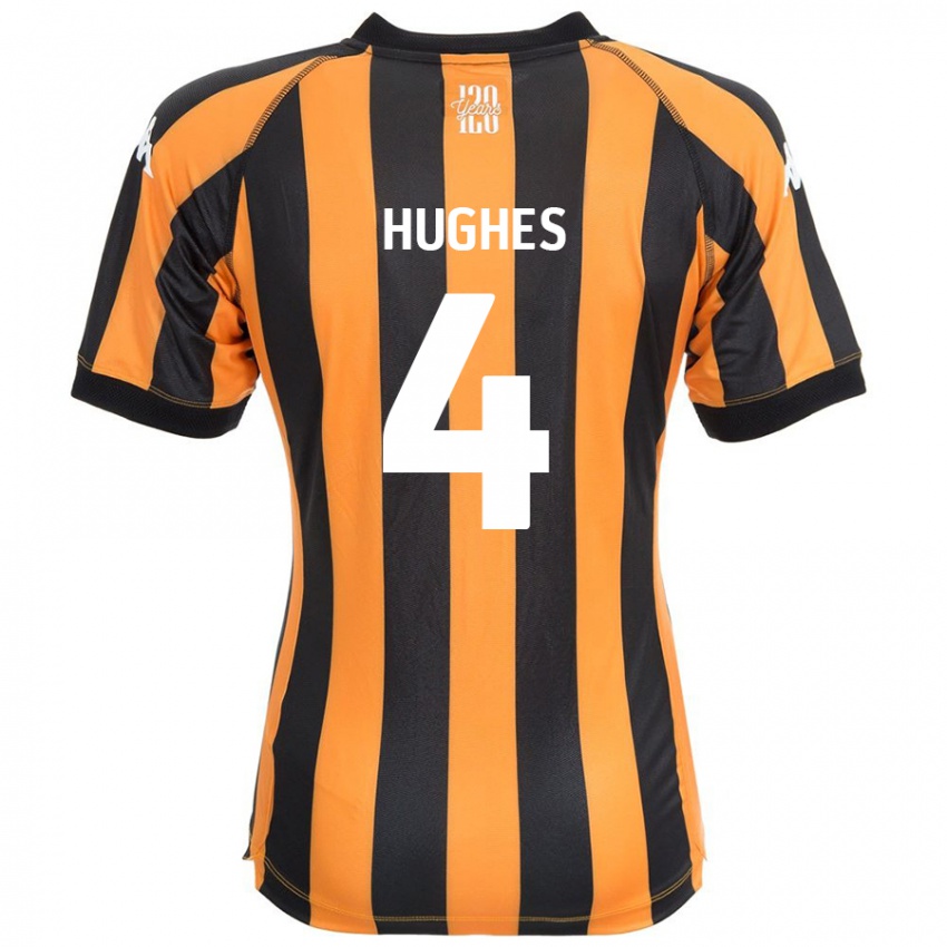 Enfant Maillot Charlie Hughes #4 Noir Ambre Tenues Domicile 2024/25 T-Shirt Belgique