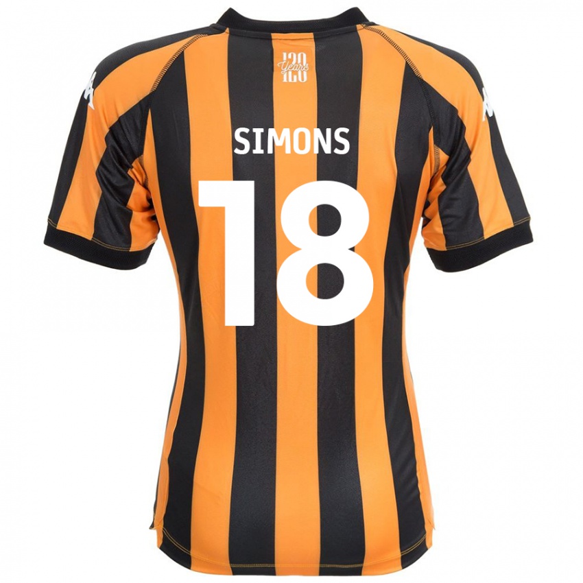 Enfant Maillot Xavier Simons #18 Noir Ambre Tenues Domicile 2024/25 T-Shirt Belgique