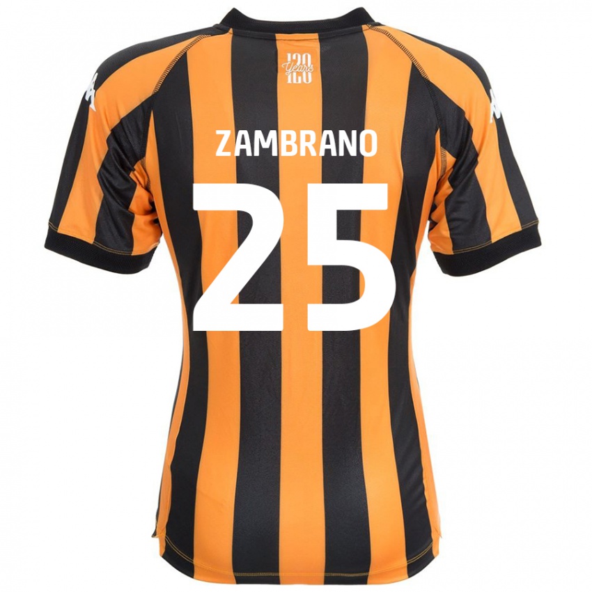 Enfant Maillot Óscar Zambrano #25 Noir Ambre Tenues Domicile 2024/25 T-Shirt Belgique