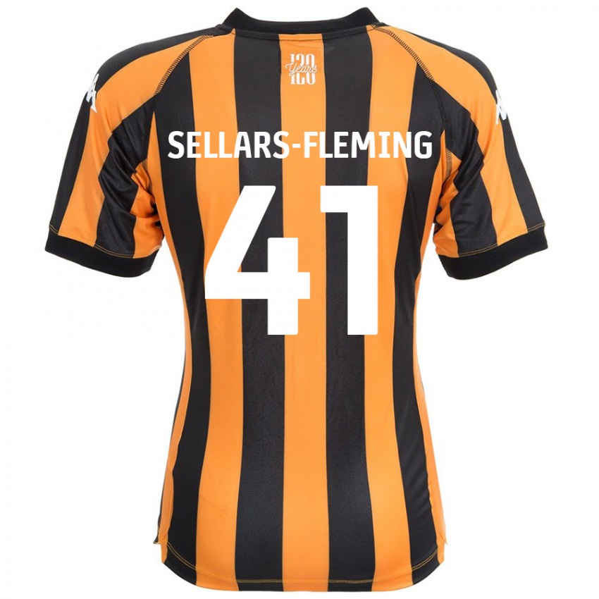 Enfant Maillot Tyrell Sellars-Fleming #41 Noir Ambre Tenues Domicile 2024/25 T-Shirt Belgique