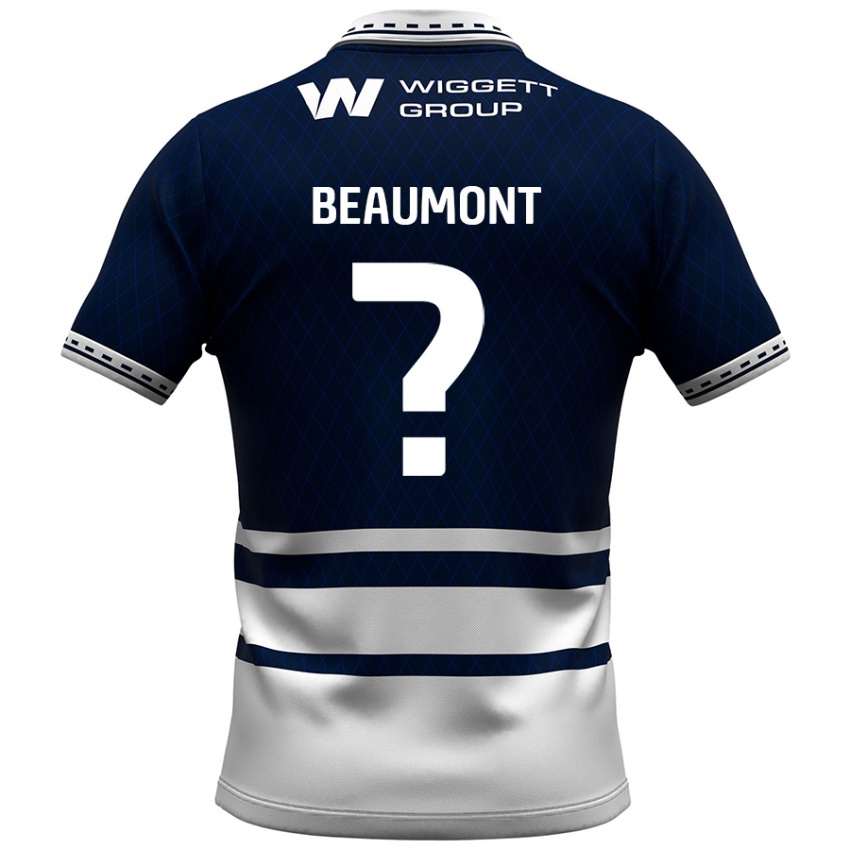 Kinderen George Beaumont #0 Marineblauw Wit Thuisshirt Thuistenue 2024/25 T-Shirt België