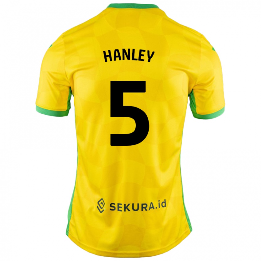 Enfant Maillot Grant Hanley #5 Jaune Vert Tenues Domicile 2024/25 T-Shirt Belgique