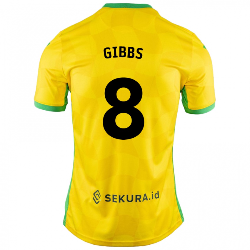 Enfant Maillot Liam Gibbs #8 Jaune Vert Tenues Domicile 2024/25 T-Shirt Belgique