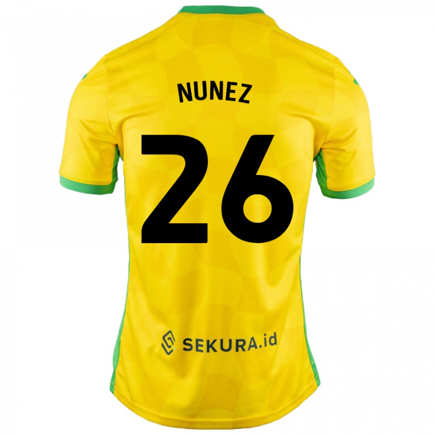 Enfant Maillot Marcelino Núñez #26 Jaune Vert Tenues Domicile 2024/25 T-Shirt Belgique