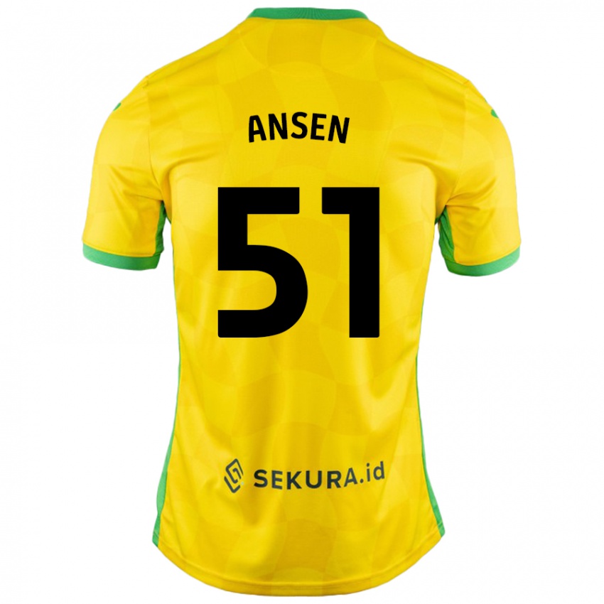 Enfant Maillot Caleb Ansen #51 Jaune Vert Tenues Domicile 2024/25 T-Shirt Belgique