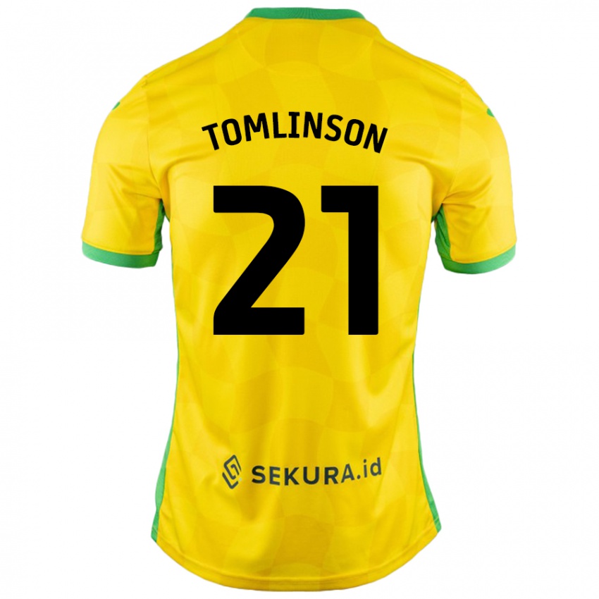 Enfant Maillot Lauren Tomlinson #21 Jaune Vert Tenues Domicile 2024/25 T-Shirt Belgique