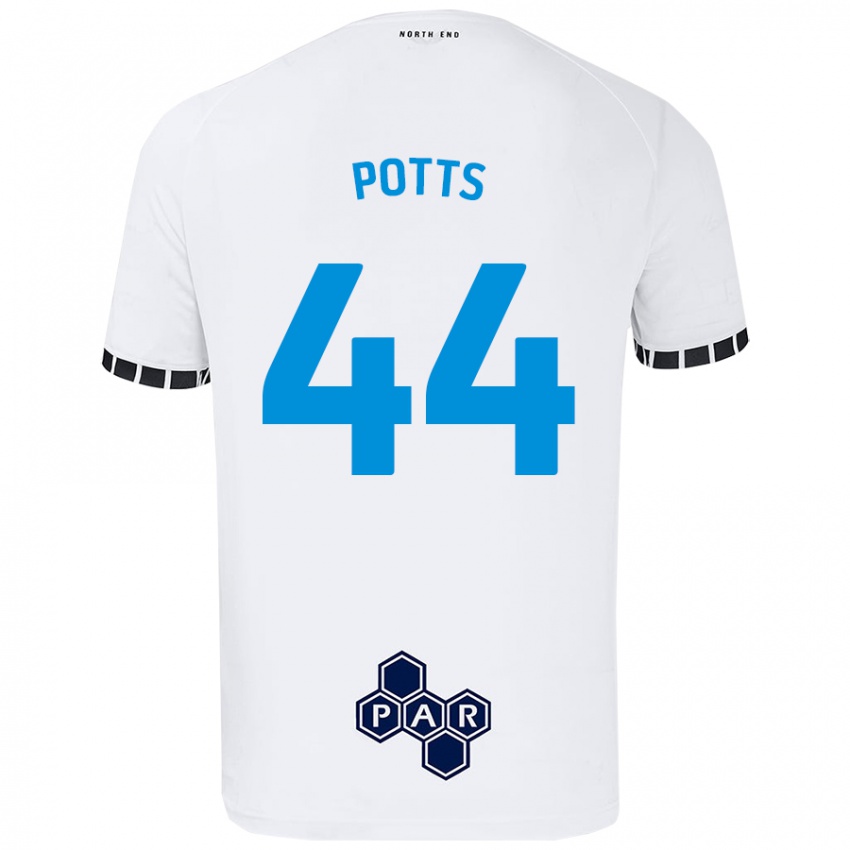 Enfant Maillot Brad Potts #44 Blanc Tenues Domicile 2024/25 T-Shirt Belgique