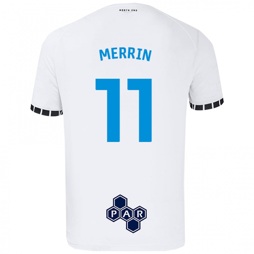 Enfant Maillot Laura Merrin #11 Blanc Tenues Domicile 2024/25 T-Shirt Belgique