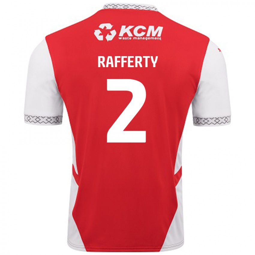 Enfant Maillot Joe Rafferty #2 Rouge Blanc Tenues Domicile 2024/25 T-Shirt Belgique