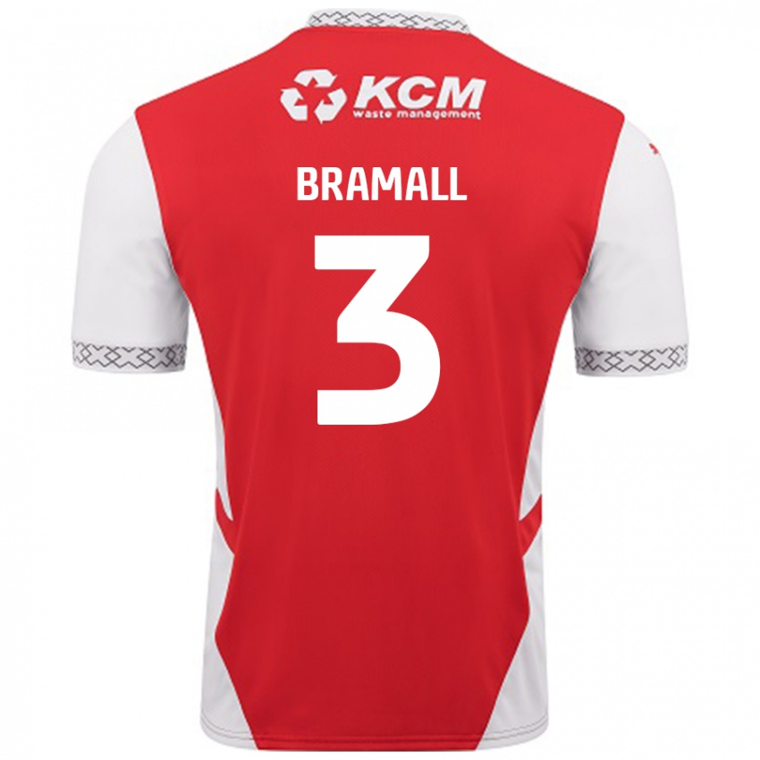 Enfant Maillot Cohen Bramall #3 Rouge Blanc Tenues Domicile 2024/25 T-Shirt Belgique