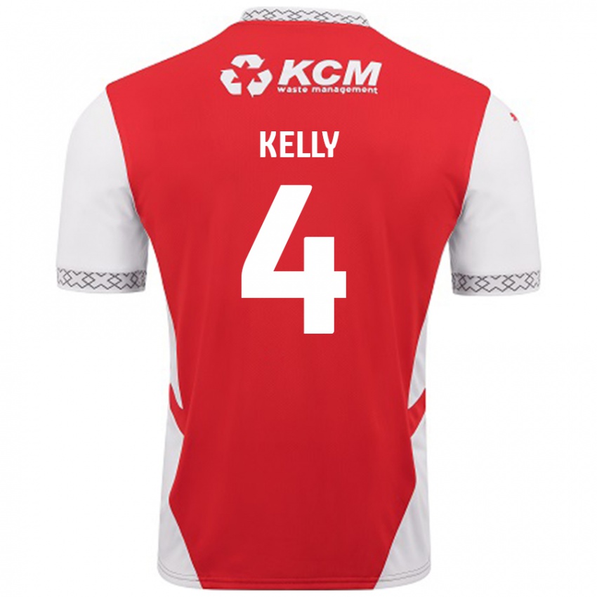 Enfant Maillot Liam Kelly #4 Rouge Blanc Tenues Domicile 2024/25 T-Shirt Belgique