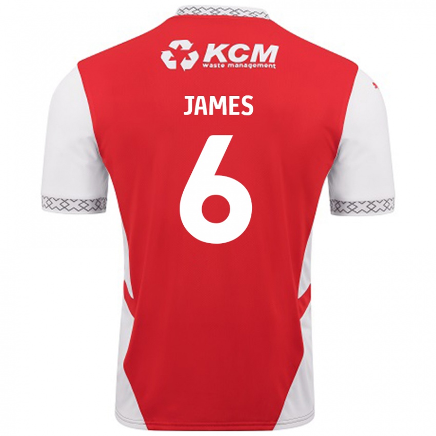 Enfant Maillot Reece James #6 Rouge Blanc Tenues Domicile 2024/25 T-Shirt Belgique